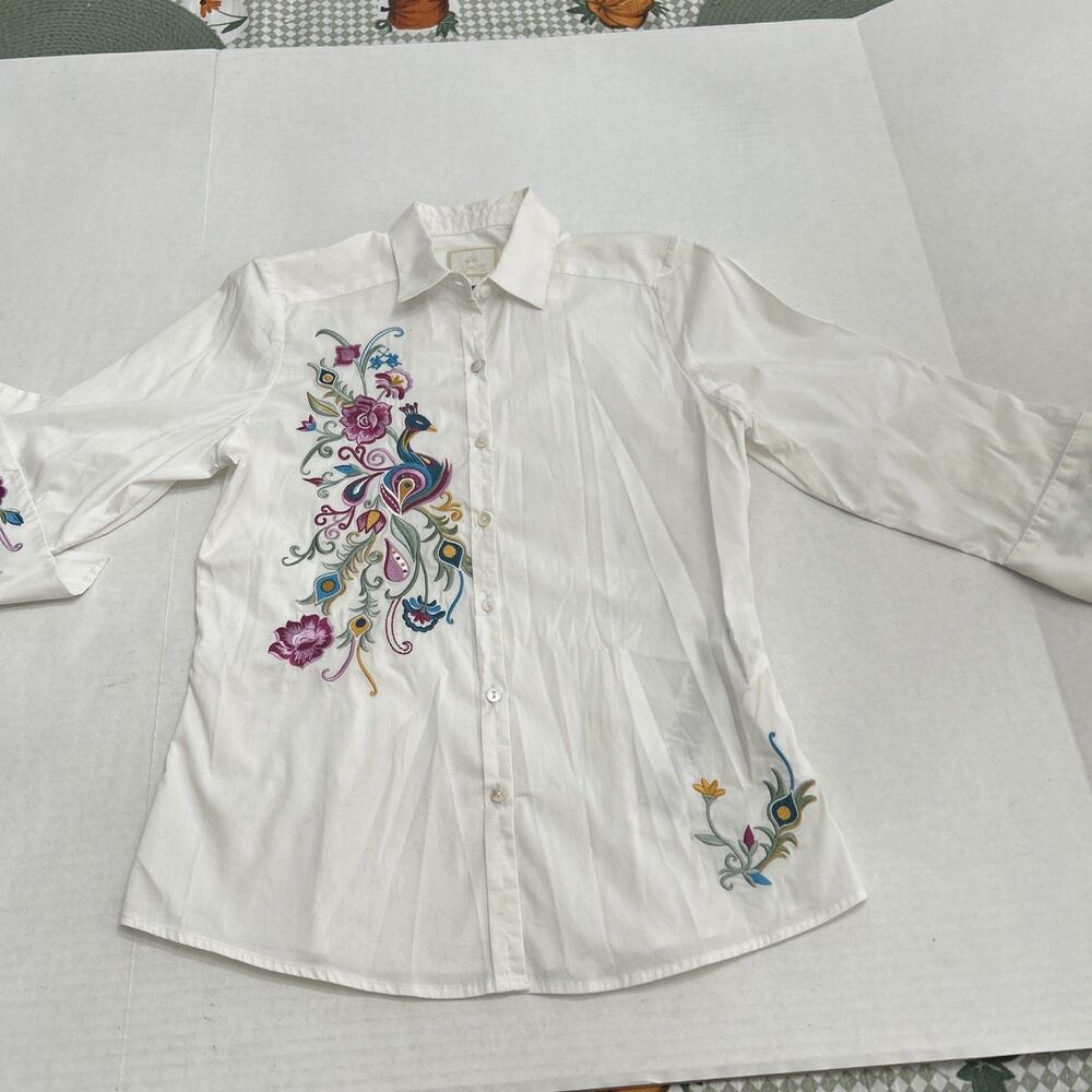 White Embroidered Women’s Blouse La Martina Size 2 XS